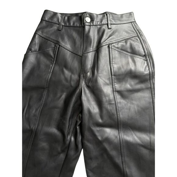 NWOT Zara High Rise Black Faux Leather Pants Size 4 - Picture 2 of 5